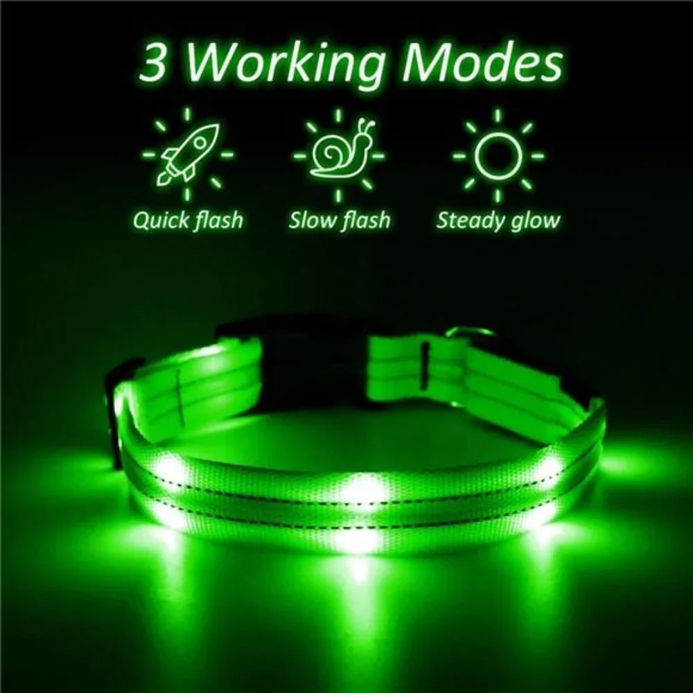 Led Dog Collar, Rechargeable Light Up Collar Waterproof, Green